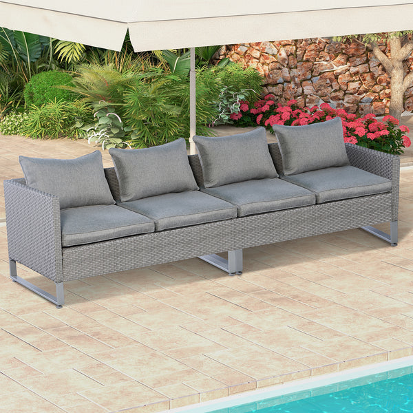 3 boxes shipment  delivery time may vary <br>Screws in box A for easy assemble <br>Make it perfect for outdoor use with colorfast PE wicker <br>Ensure strong stability with sturdy metal frame <br>Soft padded cushions for optimal comfort <br>Make the sofas