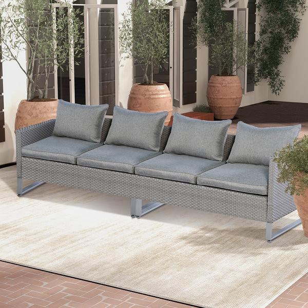 3 boxes shipment  delivery time may vary <br>Screws in box A for easy assemble <br>Make it perfect for outdoor use with colorfast PE wicker <br>Ensure strong stability with sturdy metal frame <br>Soft padded cushions for optimal comfort <br>Make the sofas