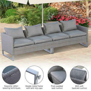 3 boxes shipment  delivery time may vary <br>Screws in box A for easy assemble <br>Make it perfect for outdoor use with colorfast PE wicker <br>Ensure strong stability with sturdy metal frame <br>Soft padded cushions for optimal comfort <br>Make the sofas