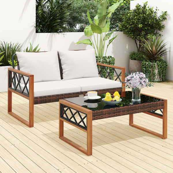 Enhance longevity to maintain its elegant appearance with sun-protective PE rattan<br>Large cushions with soft padded fillings for optimal comfort<br>Removable and washable cushion covers for great convenience<br>Make you feel more comfortable with ergono