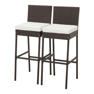 30 inch seat height is compatible with most bar tables<br>Much cozier with soft cushions  cozy footrest and backrest<br>Smooth zippers for easy maintenance of cushion covers<br>Fixing straps keep the cushions in place<br>Reinforced metal frame for high st