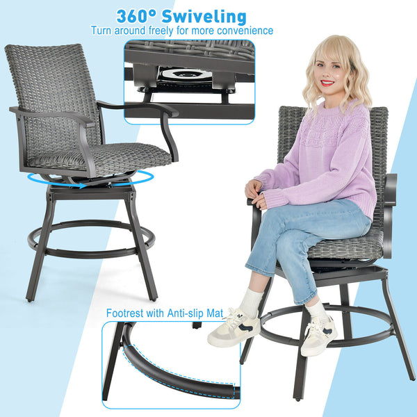 4D fiber-filled seat cushion is quick dry and comfortable<br>Enjoy added convenience with the 360Â° swivel feature<br>Relax your feet with the footrest that features an anti-slip mat<br>Experience relaxation with the curved backrest and armrests<br>Alumin