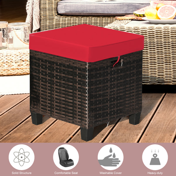 The sturdy and solid steel frame ensures sturdiness and durability<br>Premium and hand-woven rattan suitable for outdoor<br>Premium cushions for maximum comfort<br>The water-proof cushion cover is removable and washable<br>Fixed by ropes to prevent the cu