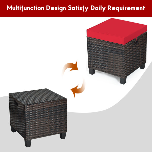 The sturdy and solid steel frame ensures sturdiness and durability<br>Premium and hand-woven rattan suitable for outdoor<br>Premium cushions for maximum comfort<br>The water-proof cushion cover is removable and washable<br>Fixed by ropes to prevent the cu