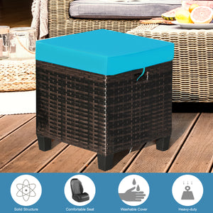 The sturdy and solid steel frame ensures sturdiness and durability<br>Premium and hand-woven rattan suitable for outdoor<br>Premium cushions for maximum comfort<br>The water-proof cushion cover is removable and washable<br>Fixed by ropes to prevent the cu