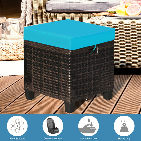 The sturdy and solid steel frame ensures sturdiness and durability<br>Premium and hand-woven rattan suitable for outdoor<br>Premium cushions for maximum comfort<br>The water-proof cushion cover is removable and washable<br>Fixed by ropes to prevent the cu