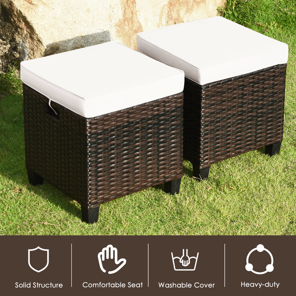 The sturdy and solid steel frame ensures sturdiness and durability<br>Premium and hand-woven rattan suitable for outdoor<br>Premium cushions for maximum comfort<br>The water-proof cushion cover is removable and washable<br>Fixed by ropes to prevent the cu