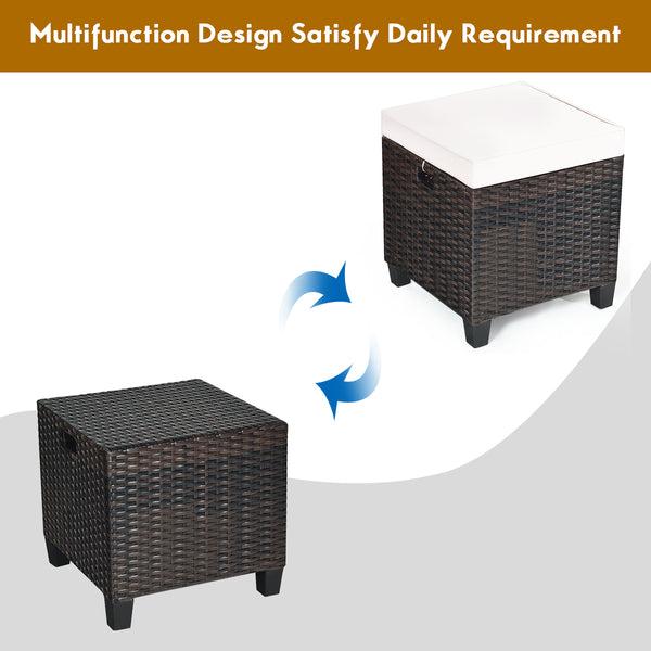 The sturdy and solid steel frame ensures sturdiness and durability<br>Premium and hand-woven rattan suitable for outdoor<br>Premium cushions for maximum comfort<br>The water-proof cushion cover is removable and washable<br>Fixed by ropes to prevent the cu