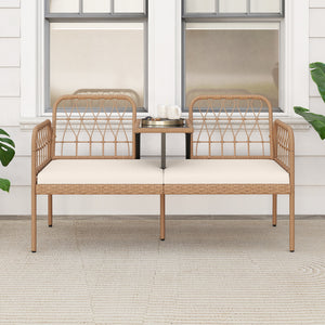 Hand-woven and sun-protective PE rattan for lasting use<br>High-elastic sponge-filled cushions add to overall comfort level<br>Hook and loop fasteners for keeping the cushions in place<br>Built-in tempered glass coffee table holds outdoor essentials<br>Sm