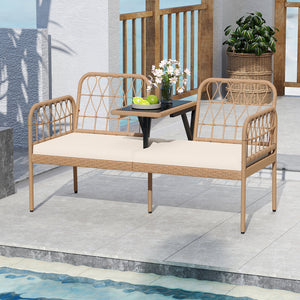 Hand-woven and sun-protective PE rattan for lasting use<br>High-elastic sponge-filled cushions add to overall comfort level<br>Hook and loop fasteners for keeping the cushions in place<br>Built-in tempered glass coffee table holds outdoor essentials<br>Sm