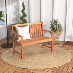 Wide sitting area is perfect for 2 people to sit together<br>Made of premium eucalyptus wood for long-time use<br>Curved seat and high backrest relieve your fatigue<br>Slatted seat is breathable and not easy to accumulate water<br>Natural appearance adds 