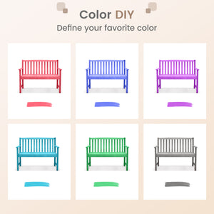 Wide sitting area is perfect for 2 people to sit together<br>Made of premium eucalyptus wood for long-time use<br>Curved seat and high backrest relieve your fatigue<br>Slatted seat is breathable and not easy to accumulate water<br>Natural appearance adds 