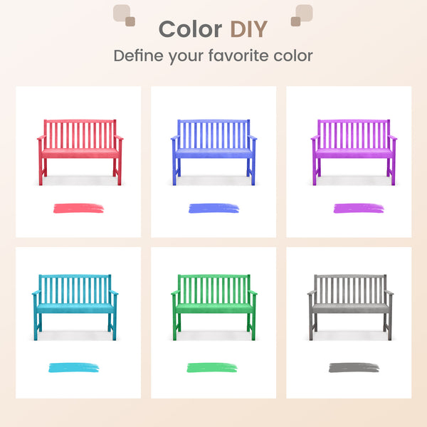 Wide sitting area is perfect for 2 people to sit together<br>Made of premium eucalyptus wood for long-time use<br>Curved seat and high backrest relieve your fatigue<br>Slatted seat is breathable and not easy to accumulate water<br>Natural appearance adds 