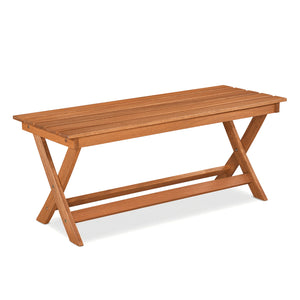 This natural woodÂ exhibits a beautiful grain  creating pleasing visual aesthetics <br>A splinter-free surfaceÂ results from theÂ high hardnessÂ of premium timber <br>Sturdy X-shaped legsÂ firmly ensure solid ground stabilityÂ for safe sitting <br>Two cro