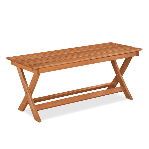This natural woodÂ exhibits a beautiful grain  creating pleasing visual aesthetics <br>A splinter-free surfaceÂ results from theÂ high hardnessÂ of premium timber <br>Sturdy X-shaped legsÂ firmly ensure solid ground stabilityÂ for safe sitting <br>Two cro
