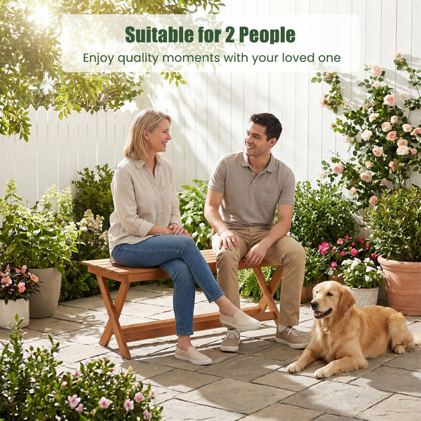 This natural woodÂ exhibits a beautiful grain  creating pleasing visual aesthetics <br>A splinter-free surfaceÂ results from theÂ high hardnessÂ of premium timber <br>Sturdy X-shaped legsÂ firmly ensure solid ground stabilityÂ for safe sitting <br>Two cro