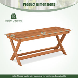 This natural woodÂ exhibits a beautiful grain  creating pleasing visual aesthetics <br>A splinter-free surfaceÂ results from theÂ high hardnessÂ of premium timber <br>Sturdy X-shaped legsÂ firmly ensure solid ground stabilityÂ for safe sitting <br>Two cro