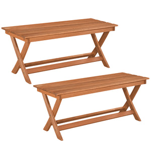 This natural woodÂ exhibits a beautiful grain  creating pleasing visual aesthetics <br>A splinter-free surfaceÂ results from theÂ high hardnessÂ of premium timber <br>Sturdy X-shaped legsÂ firmly ensure solid ground stabilityÂ for safe sitting <br>Two cro