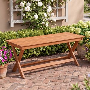 This natural woodÂ exhibits a beautiful grain  creating pleasing visual aesthetics <br>A splinter-free surfaceÂ results from theÂ high hardnessÂ of premium timber <br>Sturdy X-shaped legsÂ firmly ensure solid ground stabilityÂ for safe sitting <br>Two cro