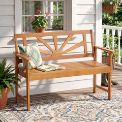 Seats up to 2 adults with a 42.5" seat width and a 800 lbs max load<br>Built with reinforced bars under the seat for stronger support<br>Solid acacia wood frame lasts longer with cracking resistance<br>Slatted panels keep airflow moving for cooler relaxat