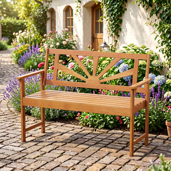 Seats up to 2 adults with a 42.5" seat width and a 800 lbs max load<br>Built with reinforced bars under the seat for stronger support<br>Solid acacia wood frame lasts longer with cracking resistance<br>Slatted panels keep airflow moving for cooler relaxat