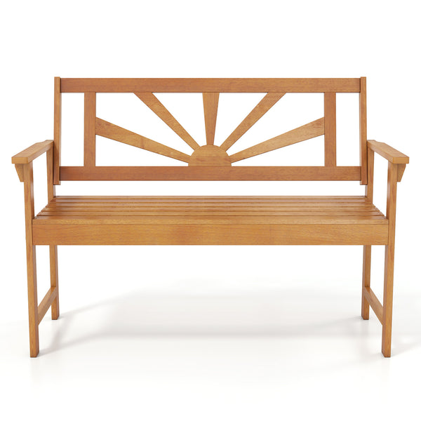 Seats up to 2 adults with a 42.5" seat width and a 800 lbs max load<br>Built with reinforced bars under the seat for stronger support<br>Solid acacia wood frame lasts longer with cracking resistance<br>Slatted panels keep airflow moving for cooler relaxat