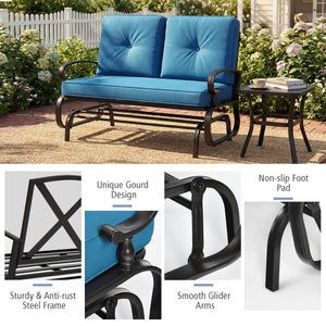Make the outdoor enjoyment even longer with this outdoor swing glider bench! Â  Through swinging back and forth  this 2-person patio glider chair not only brings a smooth and quiet rocking experience  but also allows you and the one you loved to swing tog
