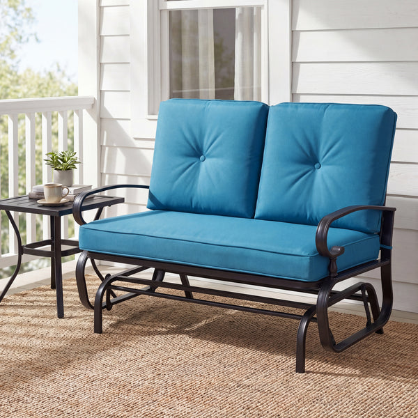 Make the outdoor enjoyment even longer with this outdoor swing glider bench! Â  Through swinging back and forth  this 2-person patio glider chair not only brings a smooth and quiet rocking experience  but also allows you and the one you loved to swing tog