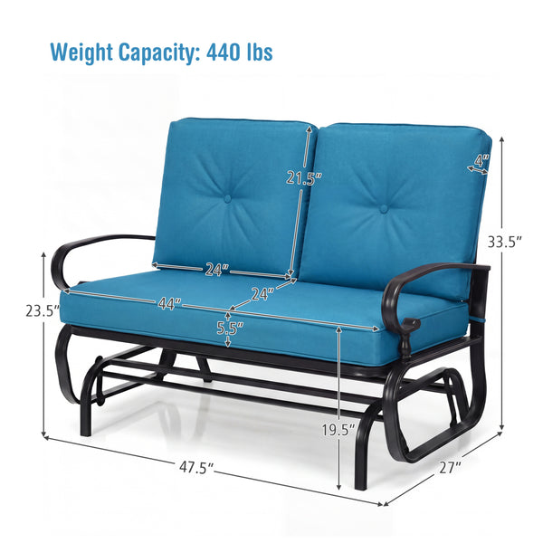 Make the outdoor enjoyment even longer with this outdoor swing glider bench! Â  Through swinging back and forth  this 2-person patio glider chair not only brings a smooth and quiet rocking experience  but also allows you and the one you loved to swing tog
