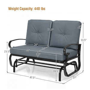 Make the outdoor enjoyment even longer with this outdoor swing glider bench! Â  Through swinging back and forth  this 2-person patio glider chair not only brings a smooth and quiet rocking experience  but also allows you and the one you loved to swing tog