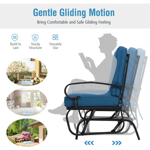 Make the outdoor enjoyment even longer with this outdoor swing glider bench! Â  Through swinging back and forth  this 2-person patio glider chair not only brings a smooth and quiet rocking experience  but also allows you and the one you loved to swing tog