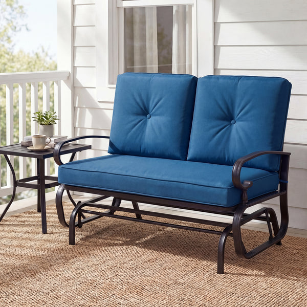 Make the outdoor enjoyment even longer with this outdoor swing glider bench! Â  Through swinging back and forth  this 2-person patio glider chair not only brings a smooth and quiet rocking experience  but also allows you and the one you loved to swing tog