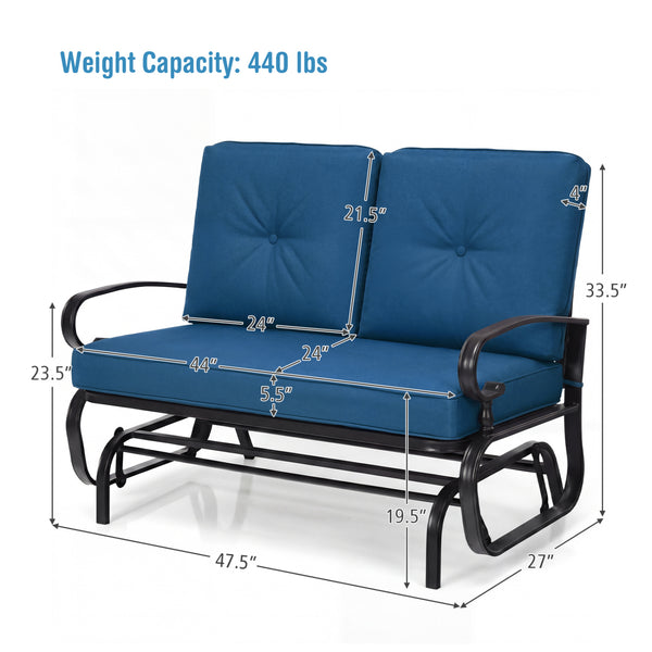 Make the outdoor enjoyment even longer with this outdoor swing glider bench! Â  Through swinging back and forth  this 2-person patio glider chair not only brings a smooth and quiet rocking experience  but also allows you and the one you loved to swing tog