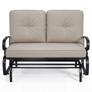 Make the outdoor enjoyment even longer with this outdoor swing glider bench! Â  Through swinging back and forth  this 2-person patio glider chair not only brings a smooth and quiet rocking experience  but also allows you and the one you loved to swing tog