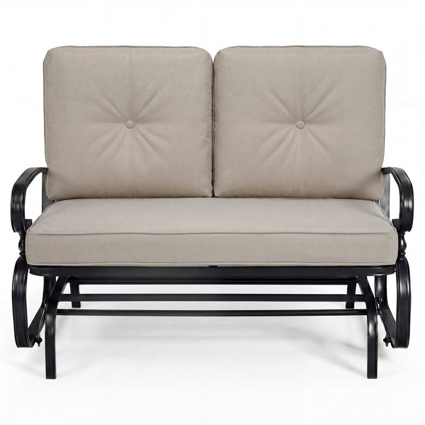 Make the outdoor enjoyment even longer with this outdoor swing glider bench! Â  Through swinging back and forth  this 2-person patio glider chair not only brings a smooth and quiet rocking experience  but also allows you and the one you loved to swing tog