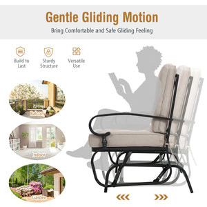 Make the outdoor enjoyment even longer with this outdoor swing glider bench! Â  Through swinging back and forth  this 2-person patio glider chair not only brings a smooth and quiet rocking experience  but also allows you and the one you loved to swing tog
