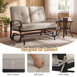 Make the outdoor enjoyment even longer with this outdoor swing glider bench! Â  Through swinging back and forth  this 2-person patio glider chair not only brings a smooth and quiet rocking experience  but also allows you and the one you loved to swing tog