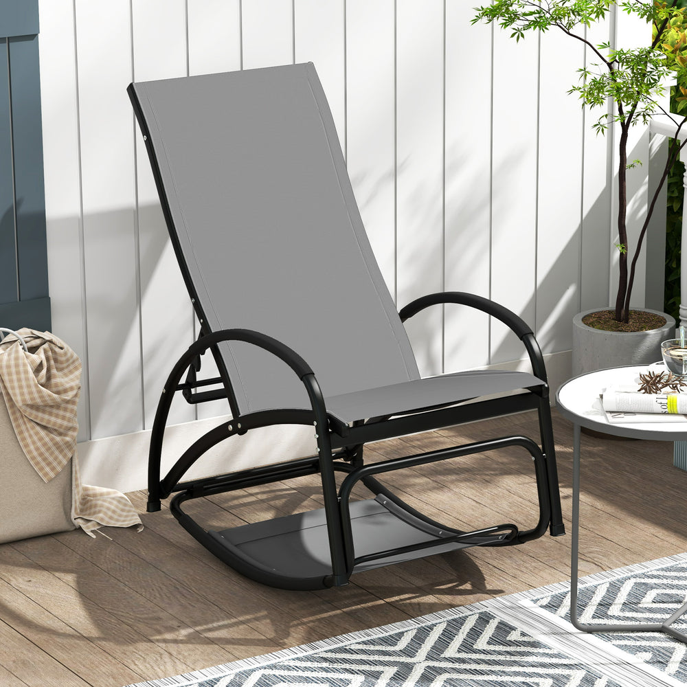 Serves as a rocking chair or a lounge chair for cozy sitting or lying<br>The 4-position adjustable backrest and curved armrests hold your back and arms<br>Curved base and 20-degree limited rocking angle for smooth rocking<br>Quick-drying and fade-resistan