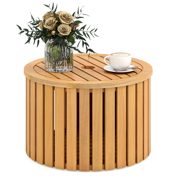 Premium acacia wood offers long-lasting outdoor use<br>2.3-inch umbrella hole fits most patio umbrellas (the umbrella is not included)<br>Removable base allows easy placement of umbrella stand<br>Note: Umbrella base required (not included)<br>Square One: 