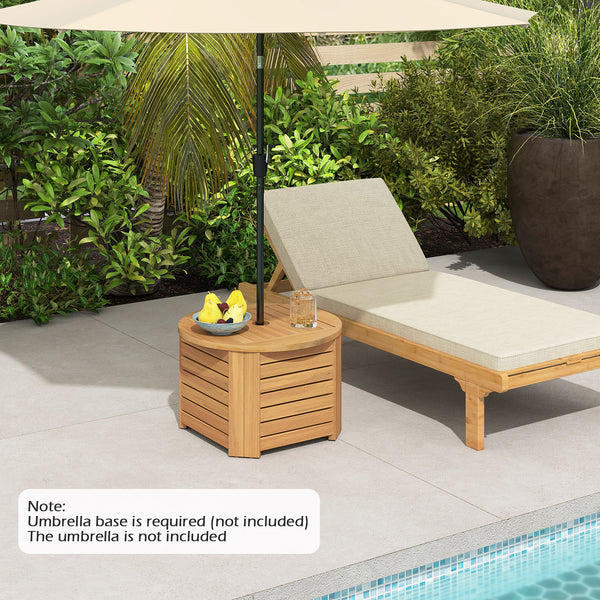 Premium acacia wood offers long-lasting outdoor use<br>2.3-inch umbrella hole fits most patio umbrellas (the umbrella is not included)<br>Removable base allows easy placement of umbrella stand<br>Note: Umbrella base required (not included)<br>Square One: 