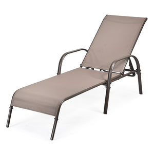 Don't leave the lounge chairs outside in raining days for prolonging its' using life <br>Made of Sun-proof and breathable fabric for long-lasting use <br>Powder coated steel frame provides sturdy support <br>Thick legs and anti-slip pads provide extra sta