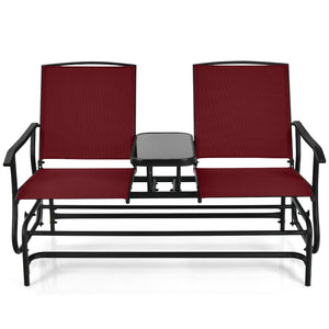 Solid heavy-duty steel frame and durable fabric<br>2 people can sit together to enjoy leisure time<br>Great weight capacity of 530 lbs<br>Quiet and smooth gliding system<br>Anti-slip pads at the bottom of feet<br>Armrests with ergonomic curves on two side
