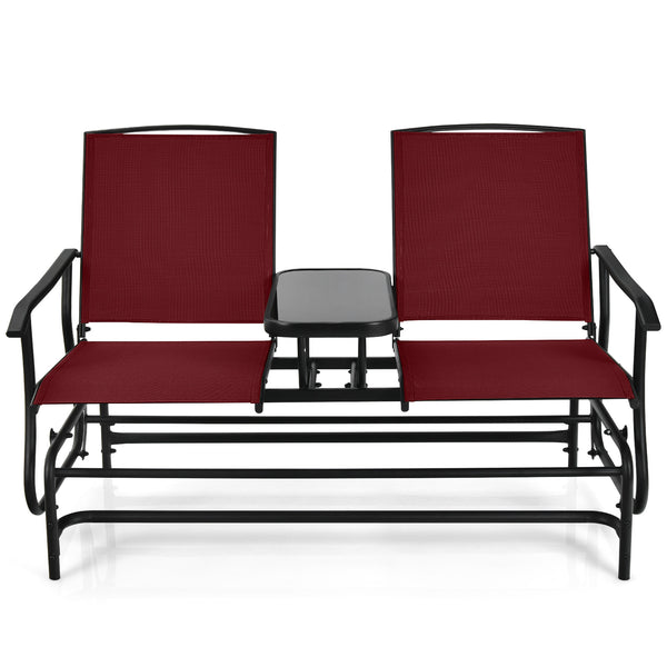 Solid heavy-duty steel frame and durable fabric<br>2 people can sit together to enjoy leisure time<br>Great weight capacity of 530 lbs<br>Quiet and smooth gliding system<br>Anti-slip pads at the bottom of feet<br>Armrests with ergonomic curves on two side