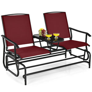 Solid heavy-duty steel frame and durable fabric<br>2 people can sit together to enjoy leisure time<br>Great weight capacity of 530 lbs<br>Quiet and smooth gliding system<br>Anti-slip pads at the bottom of feet<br>Armrests with ergonomic curves on two side