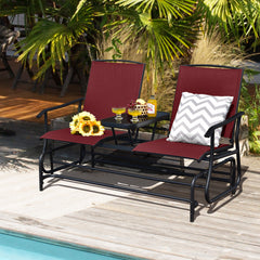 Solid heavy-duty steel frame and durable fabric<br>2 people can sit together to enjoy leisure time<br>Great weight capacity of 530 lbs<br>Quiet and smooth gliding system<br>Anti-slip pads at the bottom of feet<br>Armrests with ergonomic curves on two side