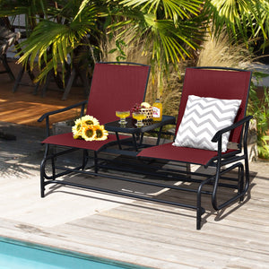 Solid heavy-duty steel frame and durable fabric<br>2 people can sit together to enjoy leisure time<br>Great weight capacity of 530 lbs<br>Quiet and smooth gliding system<br>Anti-slip pads at the bottom of feet<br>Armrests with ergonomic curves on two side