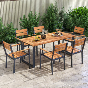 Please avoid rain exposure for prolonged service life<br>Please regularly oil the wood surface for optimal maintenance<br>Crafted with premium acacia wood and a metal frame for durability<br>comes with non-slip foot pads for easy use on uneven floors<br>D