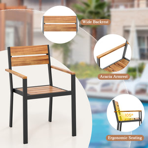 Please avoid rain exposure for prolonged service life<br>Please regularly oil the wood surface for optimal maintenance<br>Crafted with premium acacia wood and a metal frame for durability<br>comes with non-slip foot pads for easy use on uneven floors<br>D