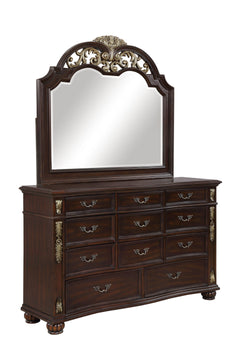 The Royal Classics Maximus Dresser Mirror in Madeira Brown is a stunning piece that combines timeless elegance with masterful craftsmanship. Meticulously crafted from solid poplar and premium birch veneers, this mirror is designed for lasting beauty and d