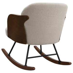 Paige - Boucle Upholstered Mid Back Rocking Chair - Beige